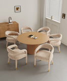 7-Piece Hathaway 59.05 Round Dining Set in Natural with 6 Aspen Dining Chairs in Gold Dust 6-DT05DC093AR-NAGD Manhattan Comfort