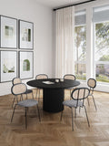 7-Piece Hathaway  59.05  Round Dining Set in Black with 6 Jardin  Dining Chairs 6-DT05DCCA06-GY Manhattan Comfort