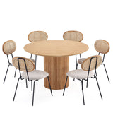 7-Piece Hathaway  59.05  Round Dining Set in Nature with 6 Jardin  Dining Chairs 6-DT05DCCA06-OM Manhattan Comfort