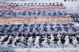 Sams International Sedona Larkin Machine Made Polyester Stripe, Border  Rug Blue, Multi 5'3" x 7'6"