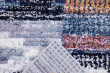 Sams International Sedona Larkin Machine Made Polyester Stripe, Border  Rug Blue, Multi 5'3" x 7'6"