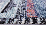 Sams International Sedona Larkin Machine Made Polyester Stripe, Border  Rug Blue, Multi 7'10" x 10'1"