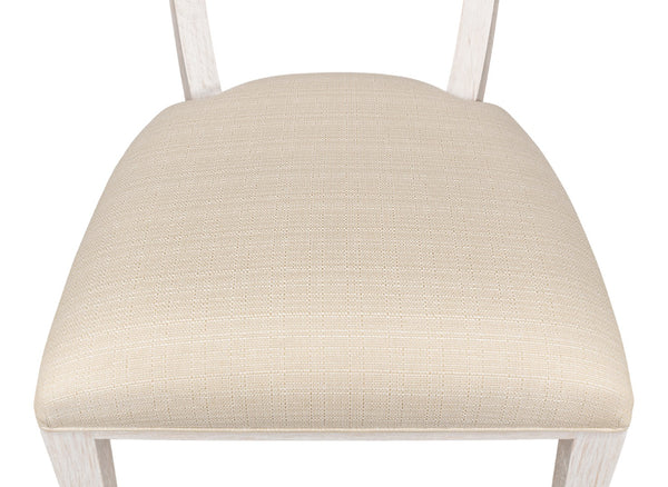 Sarreid Elegant Dining Side Chair In Whitewash - Solid Wood With Metal Feet, Perfect For Stylish Spaces White  60-156-6