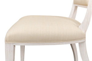 Sarreid Elegant Dining Side Chair In Whitewash - Solid Wood With Metal Feet, Perfect For Stylish Spaces White  60-156-6