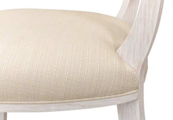 Sarreid Elegant Dining Side Chair In Whitewash - Solid Wood With Metal Feet, Perfect For Stylish Spaces White  60-156-6