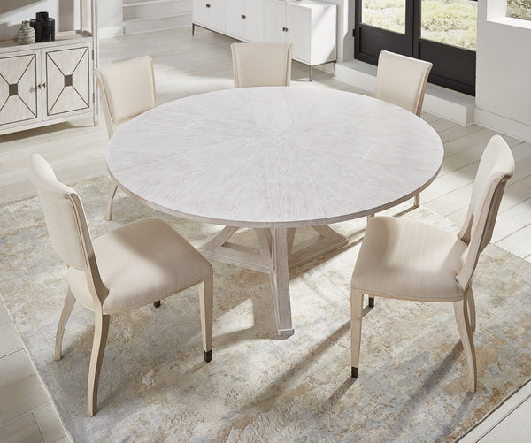 Sarreid Elegant Dining Side Chair In Whitewash - Solid Wood With Metal Feet, Perfect For Stylish Spaces White  60-156-6