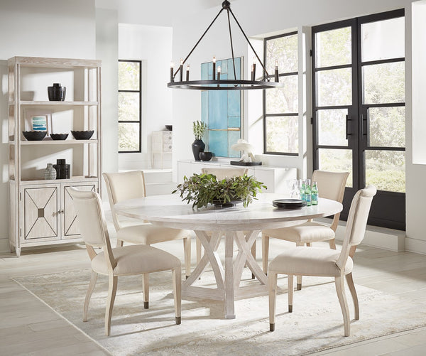 Sarreid Elegant Dining Side Chair In Whitewash - Solid Wood With Metal Feet, Perfect For Stylish Spaces White  60-156-6