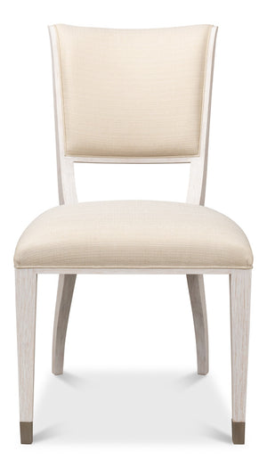 Sarreid Elegant Dining Side Chair In Whitewash - Solid Wood With Metal Feet, Perfect For Stylish Spaces White  60-156-6