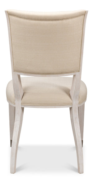 Sarreid Elegant Dining Side Chair In Whitewash - Solid Wood With Metal Feet, Perfect For Stylish Spaces White  60-156-6