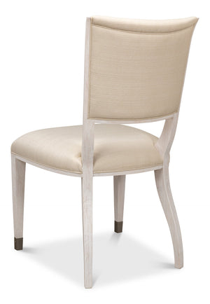 Sarreid Elegant Dining Side Chair In Whitewash - Solid Wood With Metal Feet, Perfect For Stylish Spaces White  60-156-6
