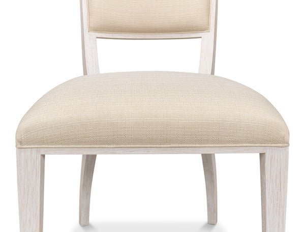 Sarreid Elegant Dining Side Chair In Whitewash - Solid Wood With Metal Feet, Perfect For Stylish Spaces White  60-156-6