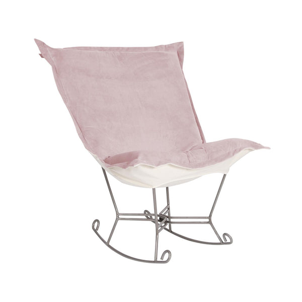 Howard Elliott Scroll Puff Rocker - Luxurious Comfort Chair With Faux Leather Design For Any Room Decor Pink 100% Polyester 600-1018-howard-elliott