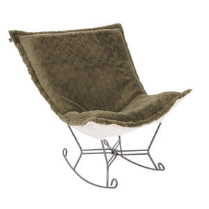 Howard Elliott Scroll Puff Rocker Chair - Ultimate Comfort With Luxurious Foam Cushions And Removable Covers Green 100% Polyester 600-1091-howard-elliott