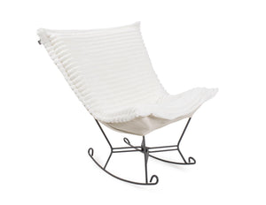 Howard Elliott Puff Luxurious Faux Fur Rocker - Hand-sewn Comfort With Unique Ribbed Design For Cozy Elegance White 100% Polyester 600-1342-howard-elliott