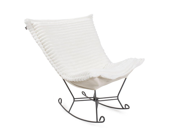 Howard Elliott Puff Luxurious Faux Fur Rocker - Hand-sewn Comfort With Unique Ribbed Design For Cozy Elegance White 100% Polyester 600-1342-howard-elliott