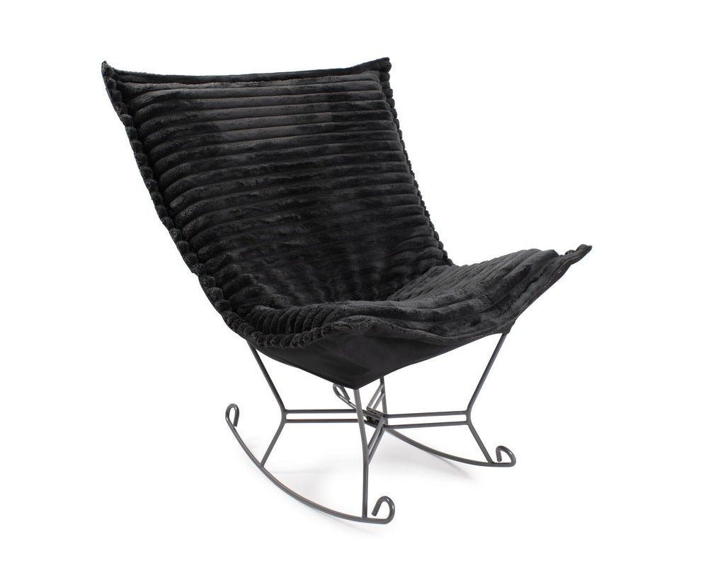 Howard Elliott Puff Luxurious Faux Fur Rocker - Hand-sewn Comfort With Unique Ribbed Design For Cozy Elegance White 100% Polyester 600-1342-howard-elliott