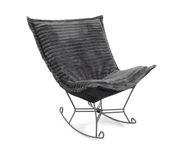 Howard Elliott Puff Luxurious Faux Fur Rocker - Hand-sewn Comfort With Unique Ribbed Design For Cozy Elegance Gray 100% Polyester 600-1344-howard-elliott