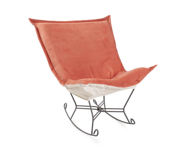 Howard Elliott Puff Rocker Ottoman - Luxurious Velvet Comfort For Relaxation And Stylish Home Décor Moments Orange 88% Poly,12% Nylon 600-1348-howard-elliott