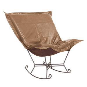Howard Elliott Scroll Puff Rocker - Luxurious Comfort Chair With Faux Leather Design For Any Room Decor Brown 100% Polyurethane 600-191-howard-elliott