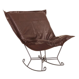 Howard Elliott Scroll Puff Rocker - Luxurious Comfort Chair With Faux Leather Design For Any Room Decor Brown 100% Polyurethane 600-192-howard-elliott