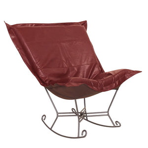Howard Elliott Scroll Puff Rocker - Luxurious Comfort Chair With Faux Leather Design For Any Room Decor Red 100% Polyurethane 600-193-howard-elliott