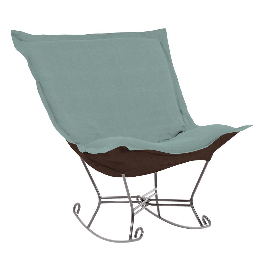 Scroll Puff Rocker - Luxurious Comfort Chair with Faux Leather Design