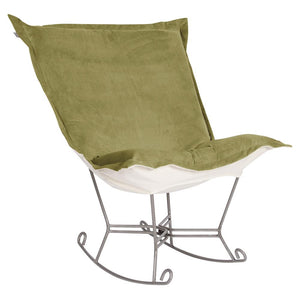 Howard Elliott Scroll Puff Rocker - Luxurious Comfort Chair With Faux Leather Design For Any Room Decor Green 100% Polyester 600-221-howard-elliott