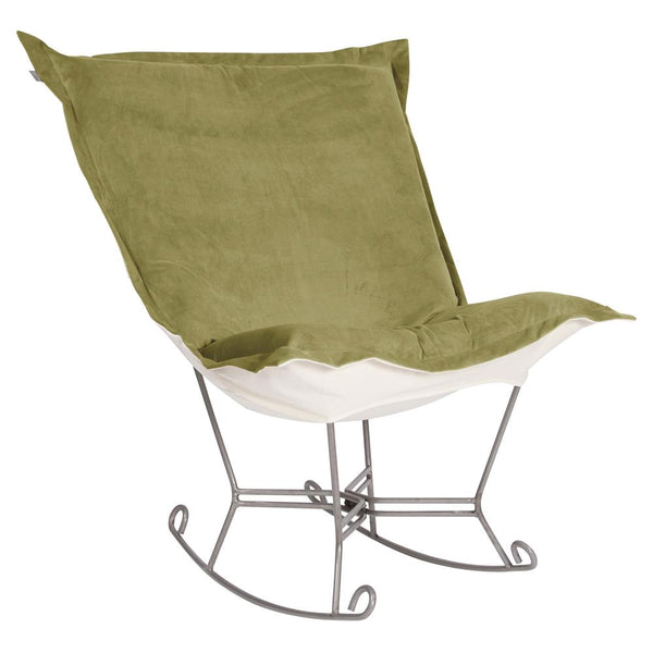 Howard Elliott Scroll Puff Rocker - Luxurious Comfort Chair With Faux Leather Design For Any Room Decor Green 100% Polyester 600-221-howard-elliott