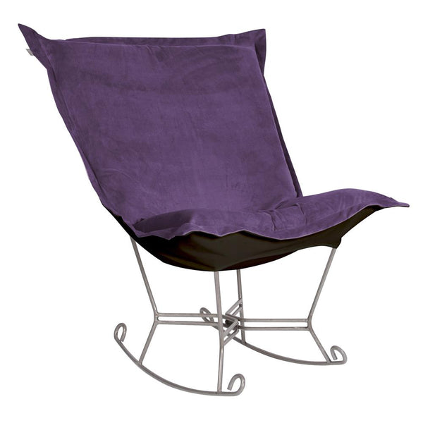 Howard Elliott Scroll Puff Rocker - Luxurious Comfort Chair With Faux Leather Design For Any Room Decor Purple 100% Polyester 600-223-howard-elliott
