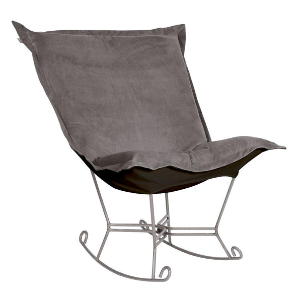 Howard Elliott Scroll Puff Rocker - Luxurious Comfort Chair With Faux Leather Design For Any Room Decor Gray 100% Polyester 600-225-howard-elliott