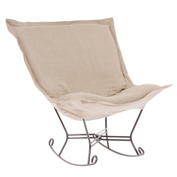 Howard Elliott Scroll Puff Rocker - Luxurious Comfort Chair With Faux Leather Design For Any Room Decor Brown 100% Linen 600-610-howard-elliott