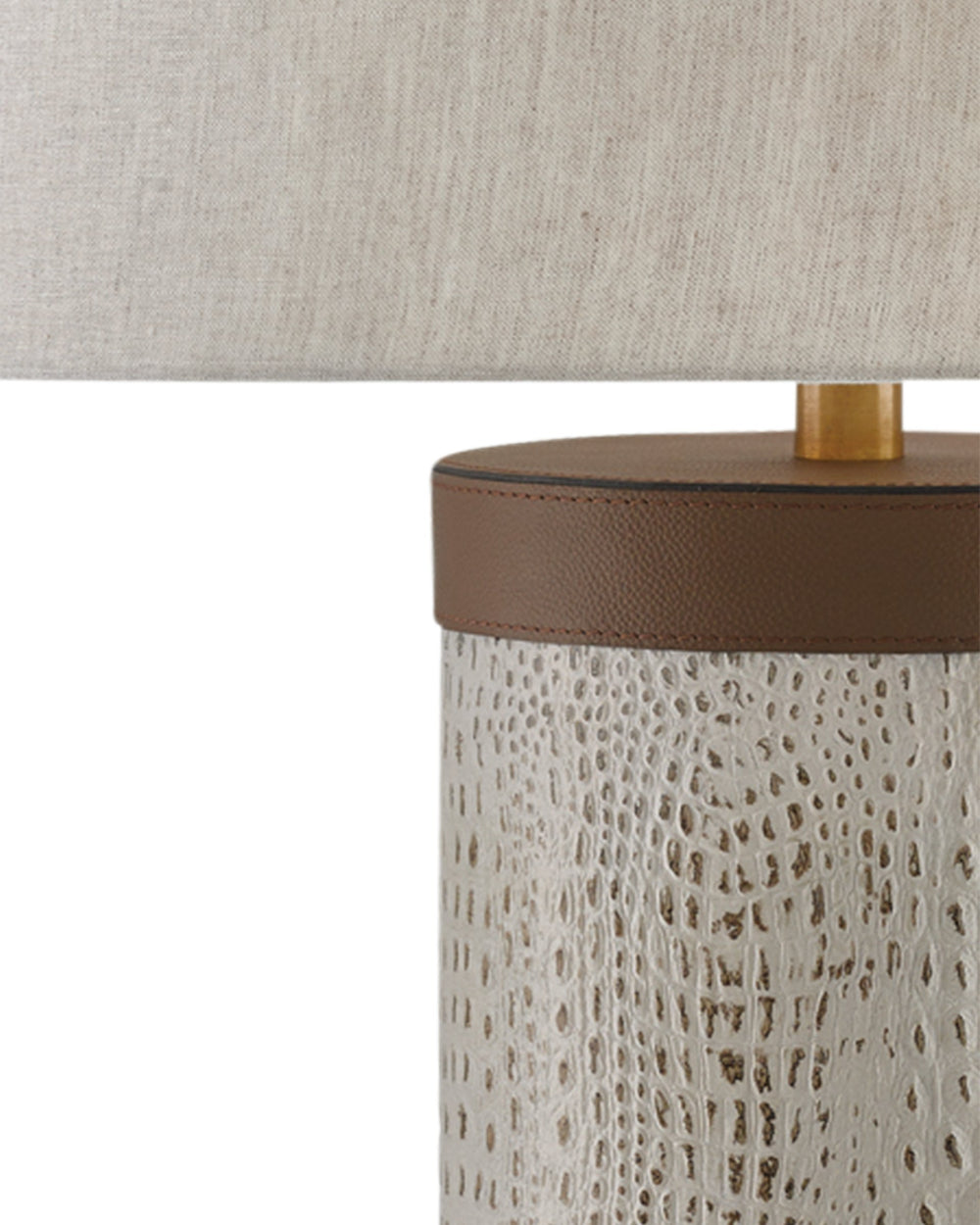 Currey & Company Baptiste Crocodile Embossed Leather Table Lamp with Brass Hardware and Linen Shade 6000-0038
