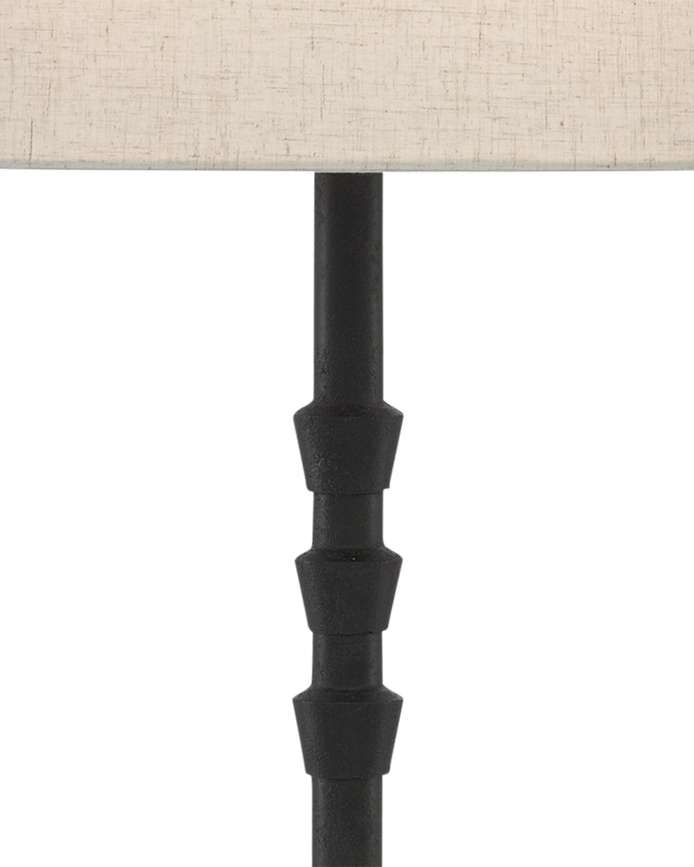 Currey & Company Lohn Cast Iron Sculptural Table Lamp with Beige Poplin Shade for Farmhouse Decor 6000-0344