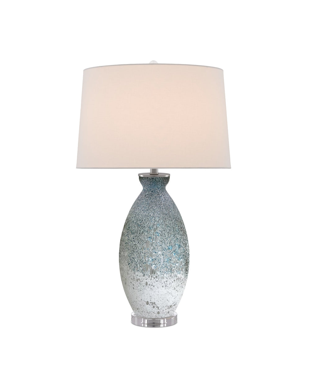 Currey & Company Hatira Handcrafted Glass Table Lamp with Linen Drum Shade for Modern Living Rooms 6000-0467