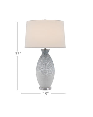 Currey & Company Hatira Handcrafted Glass Table Lamp with Linen Drum Shade for Modern Living Rooms 6000-0467
