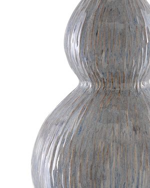 Currey & Company Idyll Gourd Porcelain Table Lamp with Crystal Base and Gray Fabric Shade for Modern Interiors 6000-0610