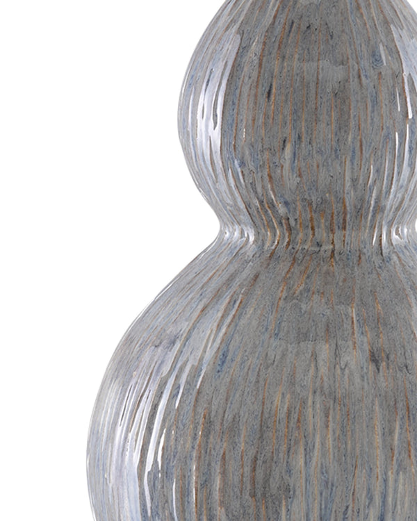 Currey & Company Idyll Gourd Porcelain Table Lamp with Crystal Base and Gray Fabric Shade for Modern Interiors 6000-0610