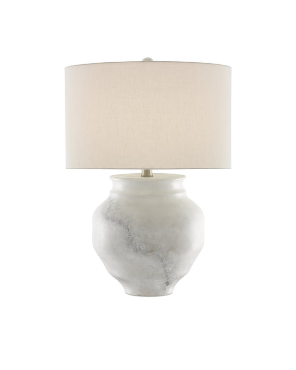 Currey & Company Kalossi Terracotta Table Lamp with Hand-Applied Stone Finish and Warm Shantung Shade 6000-0623