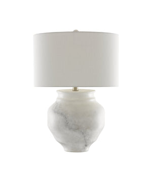 Currey & Company Kalossi Terracotta Table Lamp with Hand-Applied Stone Finish and Warm Shantung Shade 6000-0623