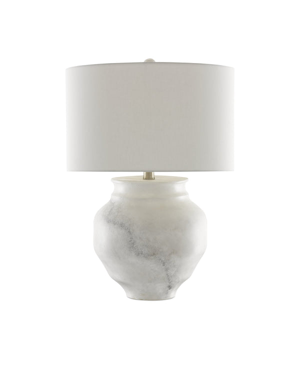 Currey & Company Kalossi Terracotta Table Lamp with Hand-Applied Stone Finish and Warm Shantung Shade 6000-0623