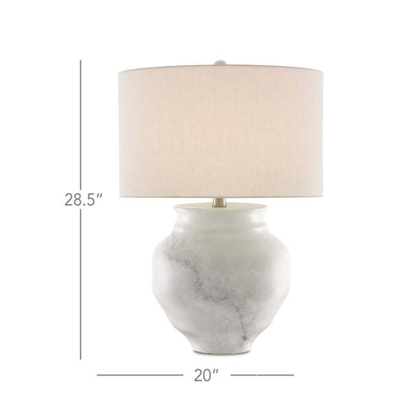 Currey & Company Kalossi Terracotta Table Lamp with Hand-Applied Stone Finish and Warm Shantung Shade 6000-0623