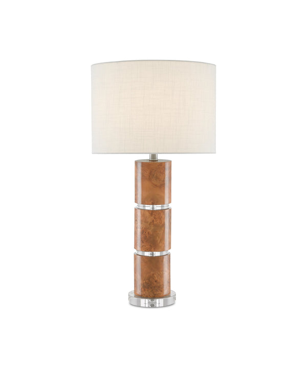 Currey & Company Birdseye Maple Marbled Paper Table Lamp with Crystal Base and Shantung Shade 6000-0679