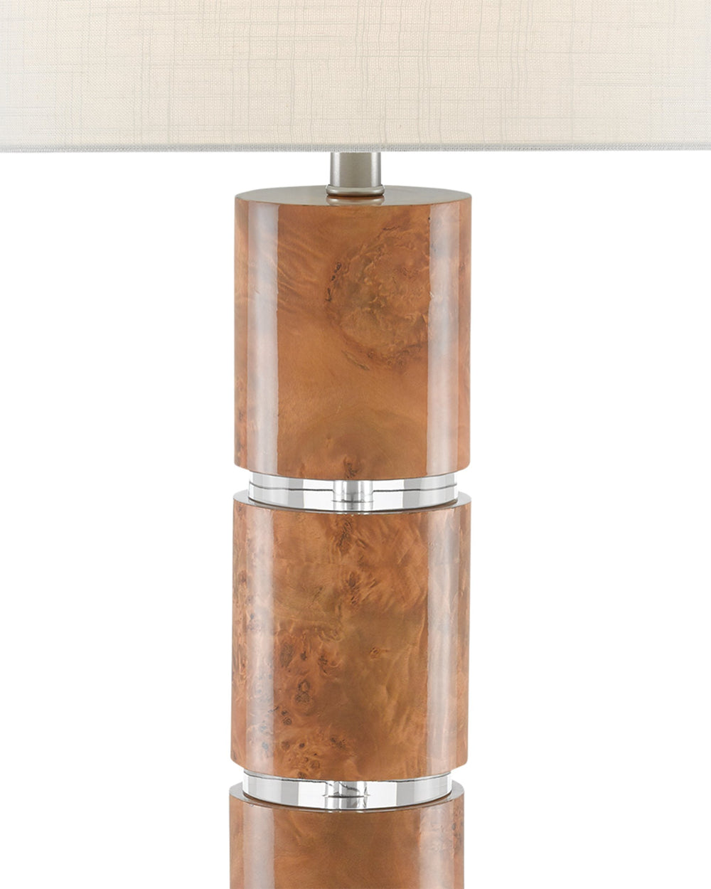 Currey & Company Birdseye Maple Marbled Paper Table Lamp with Crystal Base and Shantung Shade 6000-0679