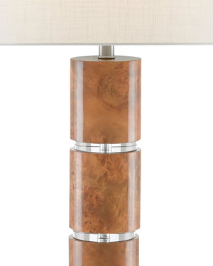 Currey & Company Birdseye Maple Marbled Paper Table Lamp with Crystal Base and Shantung Shade 6000-0679