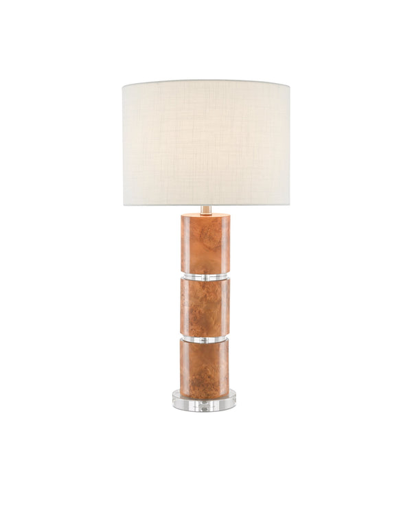 Currey & Company Birdseye Maple Marbled Paper Table Lamp with Crystal Base and Shantung Shade 6000-0679