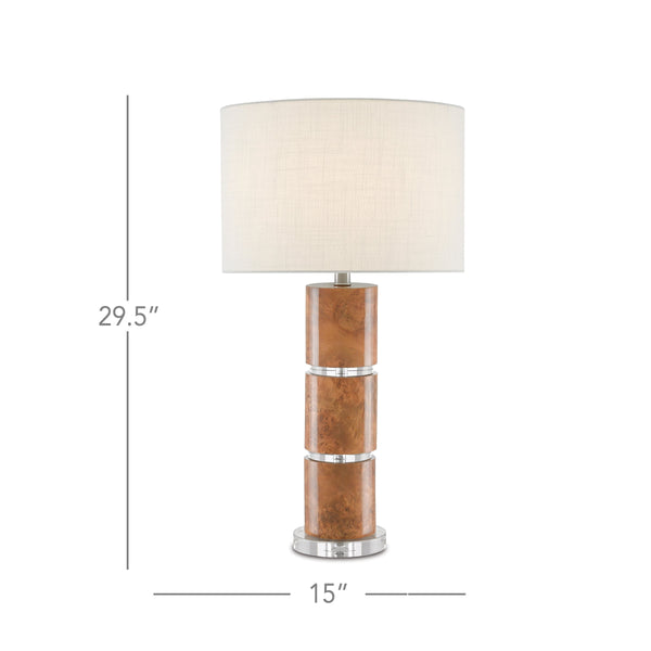 Currey & Company Birdseye Maple Marbled Paper Table Lamp with Crystal Base and Shantung Shade 6000-0679