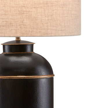 Currey & Company London Wrought Iron Table Lamp with Crackle Finish and Gold Accents for Classic Interiors 6000-0703