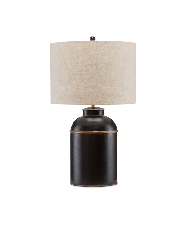 Currey & Company London Wrought Iron Table Lamp with Crackle Finish and Gold Accents for Classic Interiors 6000-0703