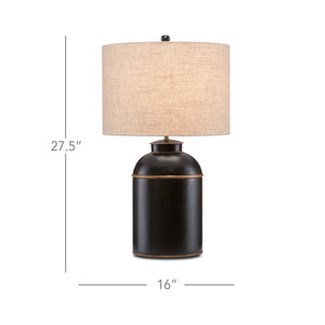 Currey & Company London Wrought Iron Table Lamp with Crackle Finish and Gold Accents for Classic Interiors 6000-0703