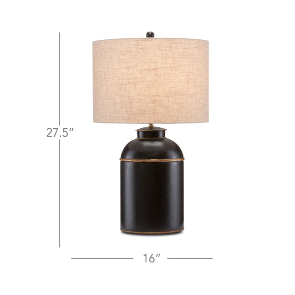 Currey & Company London Wrought Iron Table Lamp with Crackle Finish and Gold Accents for Classic Interiors 6000-0703
